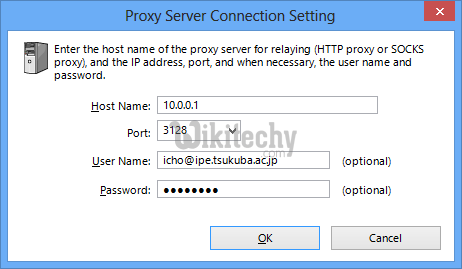  proxy server connection settings panel